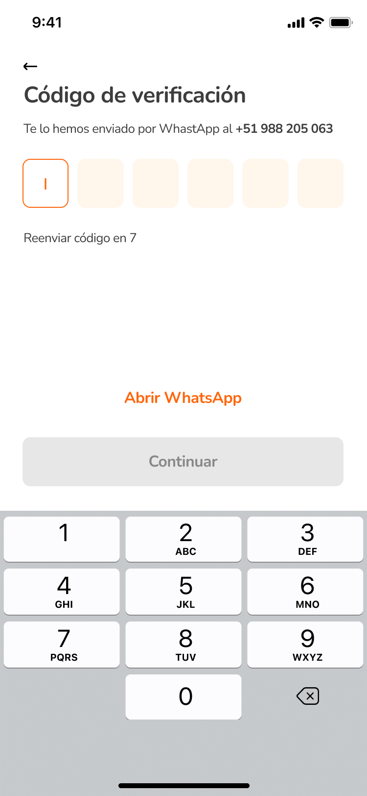 Código de validación